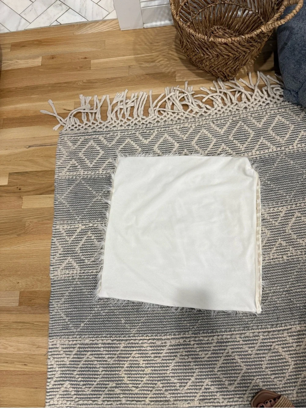 Cream Faux Fur Accent Pillow Set of 2- Soft Shag Squares